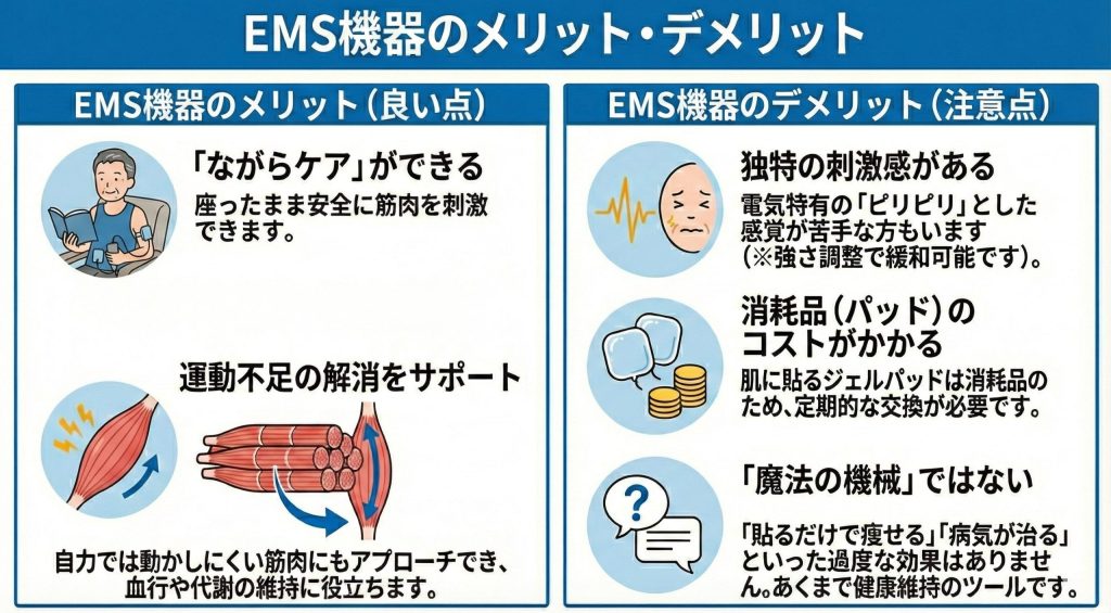 EMS機器のメリットとデメリット比較表