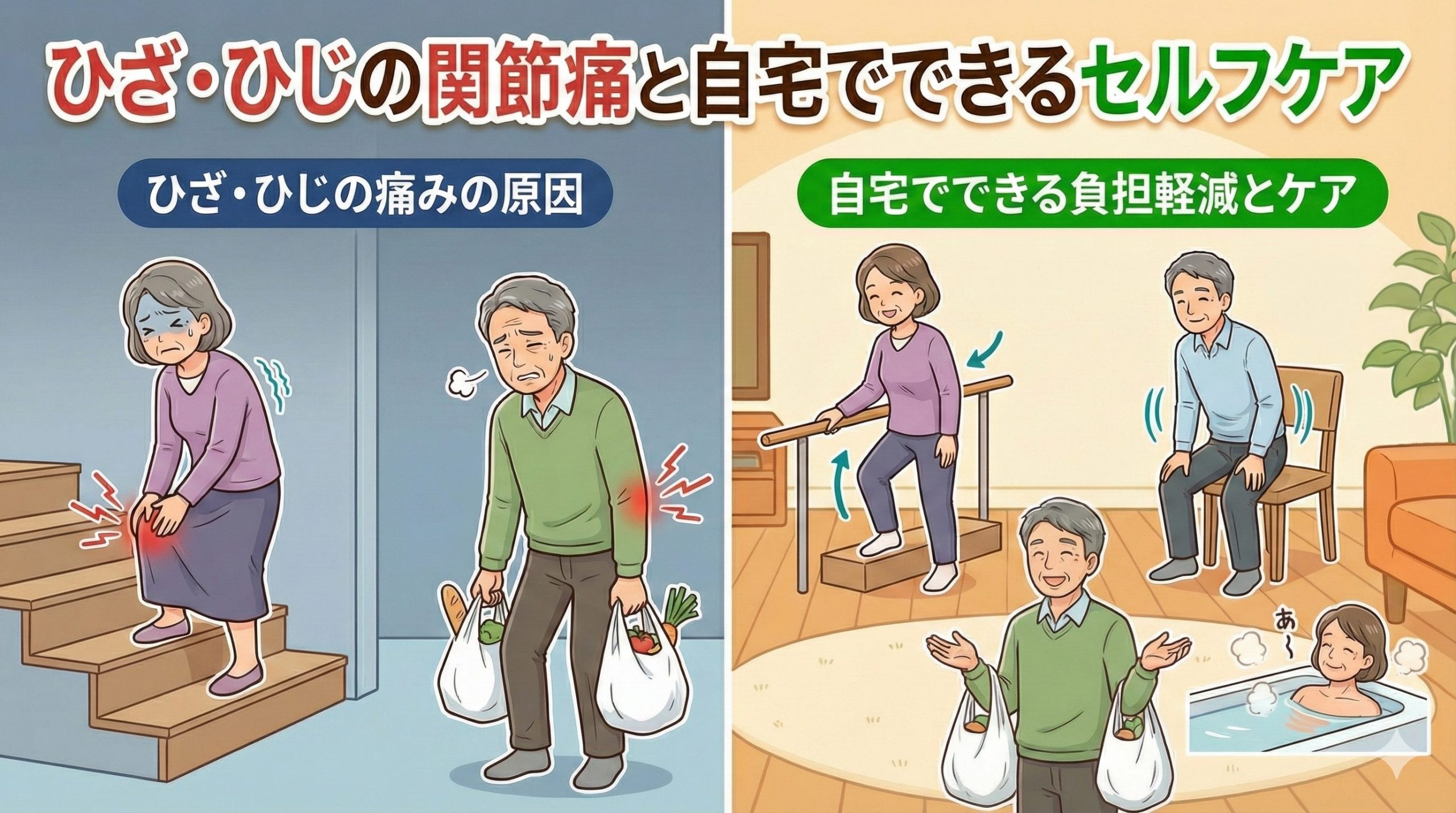 ひざ・ひじの関節痛を和らげるセルフケア｜負担を減らすコツと注意点