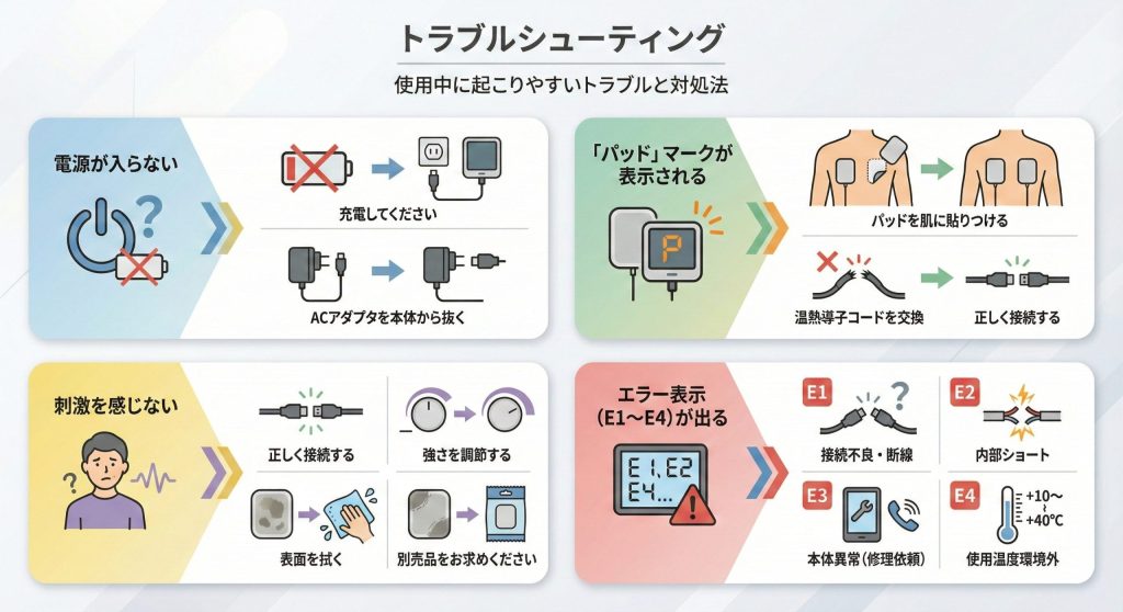 HV-F312のエラー表示（E1〜E4）の原因と対処法一覧