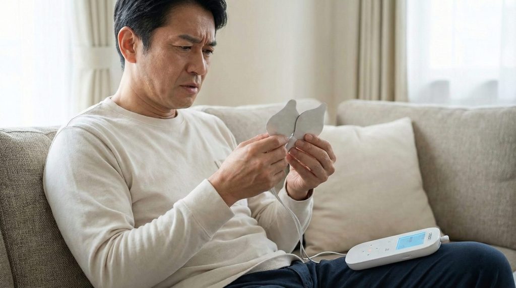 低周波治療器の不具合やエラーに困るユーザーのイメージ