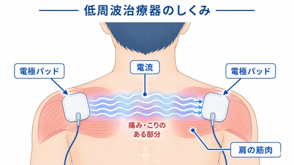 2枚の電極パッドの間を電流が流れる仕組みの図解